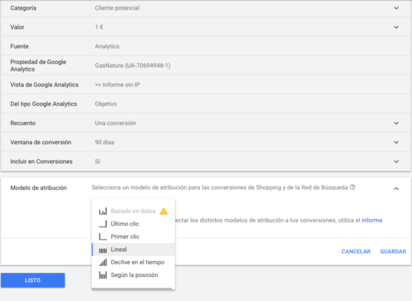 Google Adwords atribucion